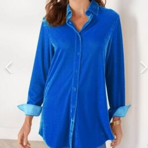Soft Surroundings Velvet Boyfriend Button Up